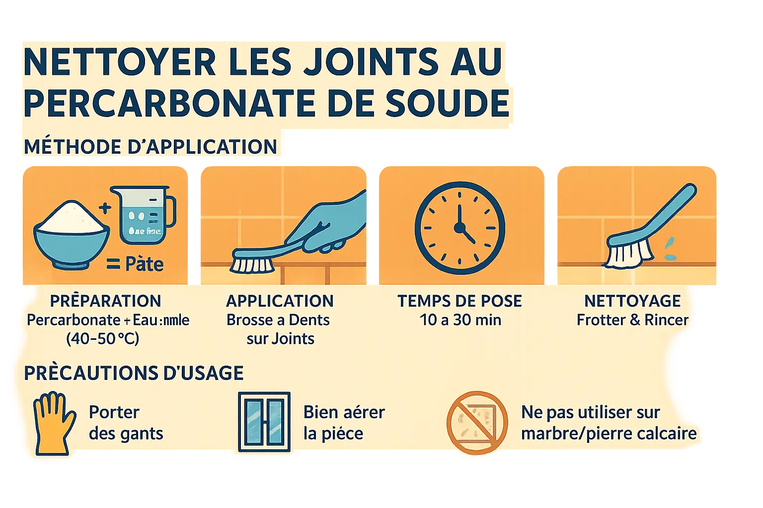 Illustration de nettoyage des joints avec du percarbonate de soude