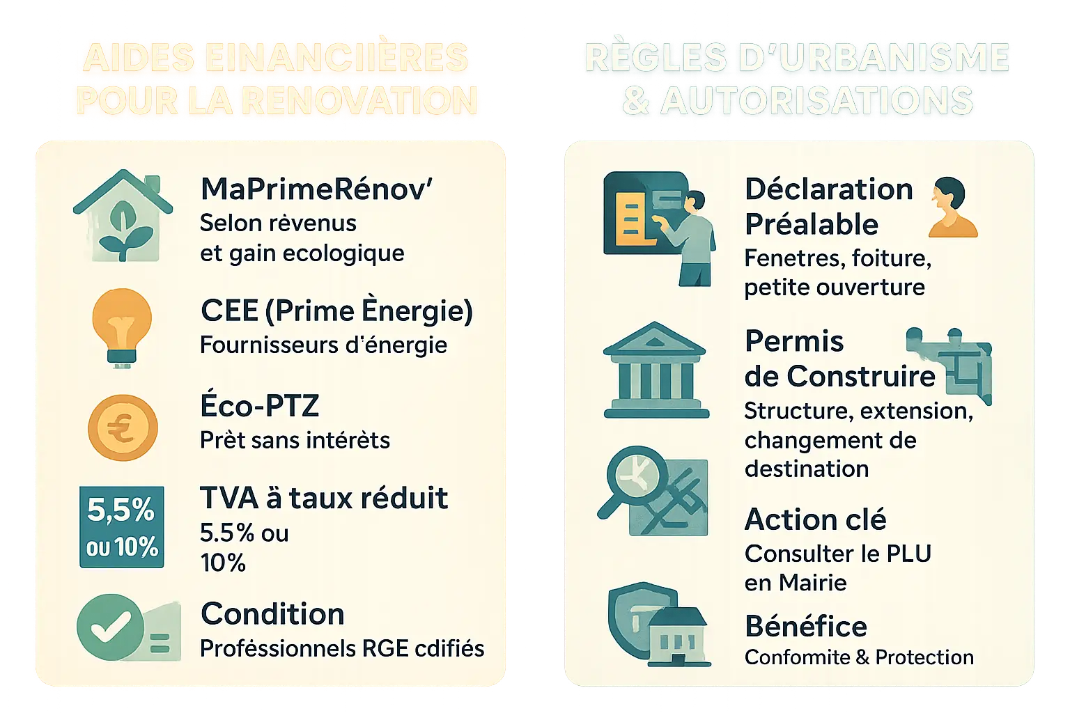 Documentation et formulaires administratifs pour la rénovation de maison ancienne