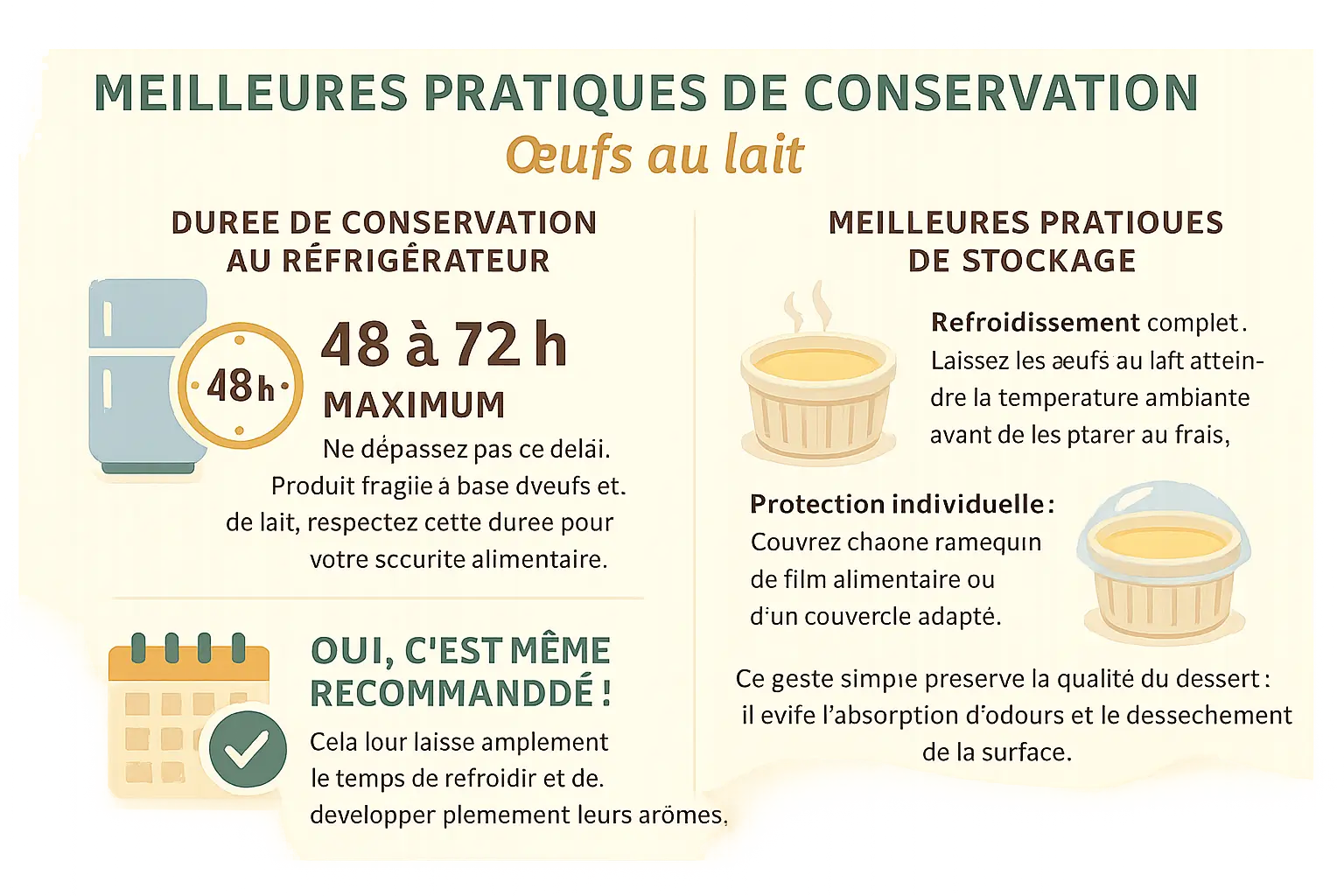 Recette d'oeufs au lait traditionnels dans des ramequins