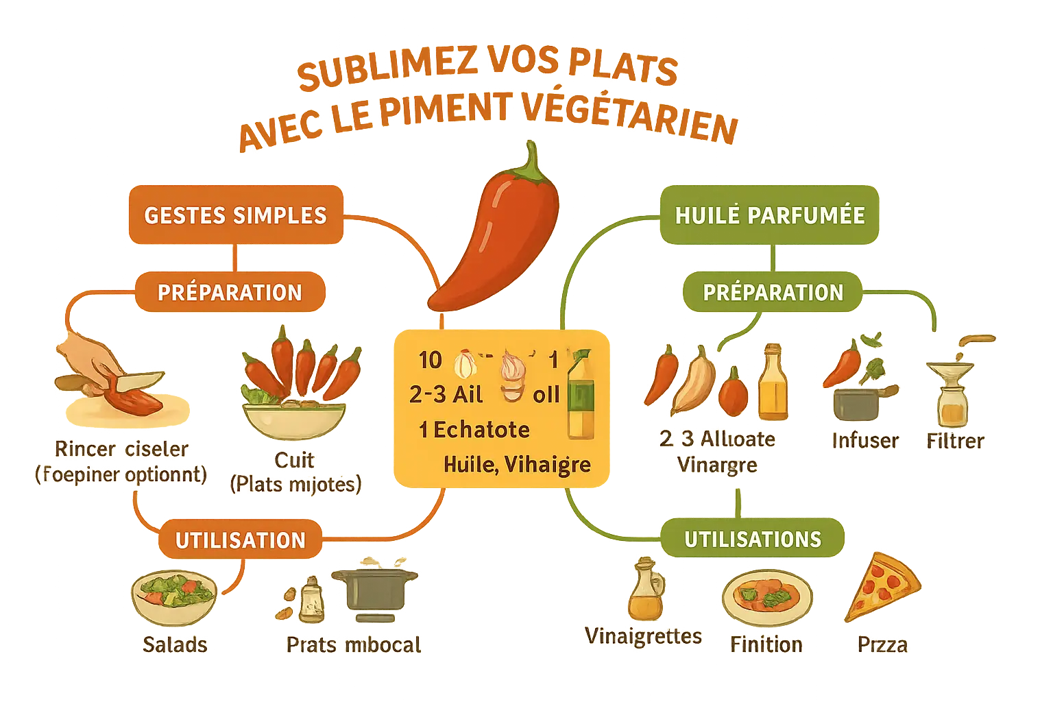 Piment végétarien frais sur une planche en bois