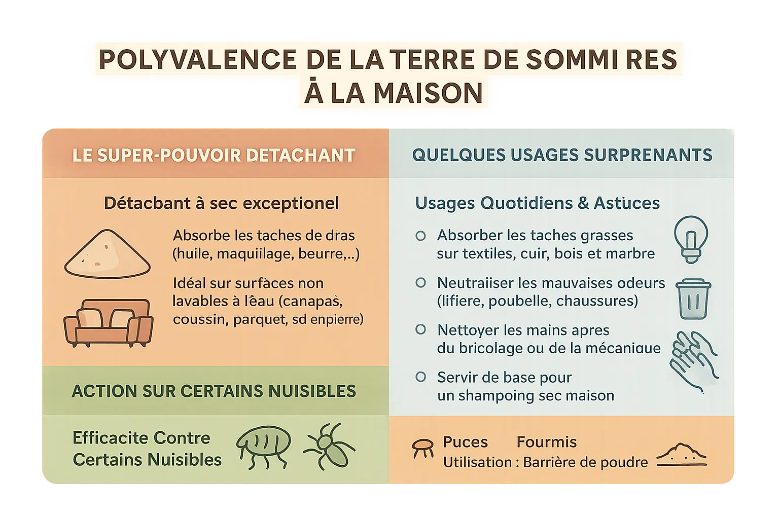 Terre de Sommières en poudre dans un contenant avec une cuillère