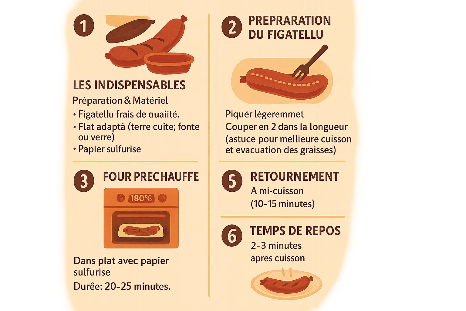 Figatelli doré au four sur plat en terre cuite avec herbes