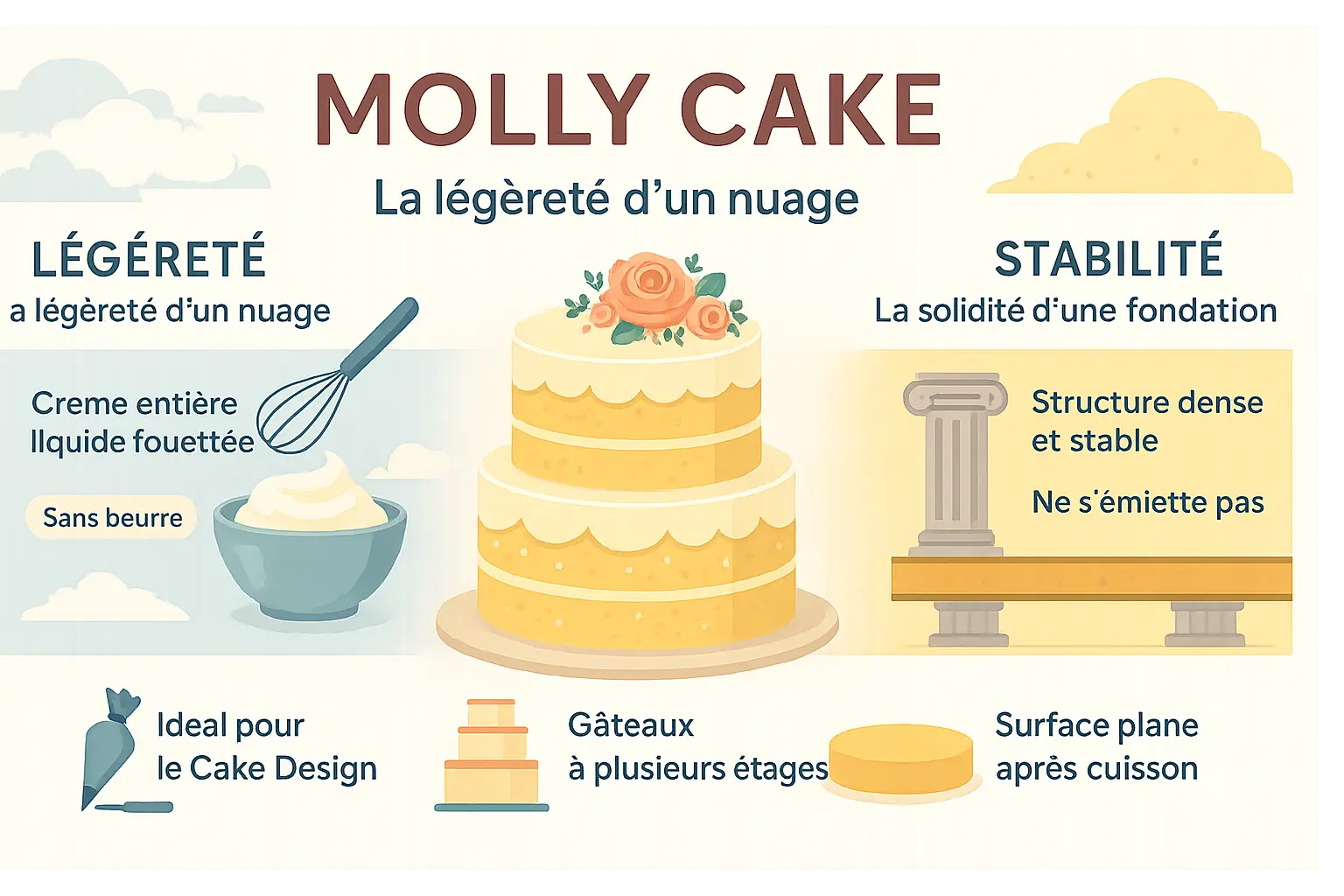 Molly cake découpé en tranches égales, montrant sa texture aérienne et homogène