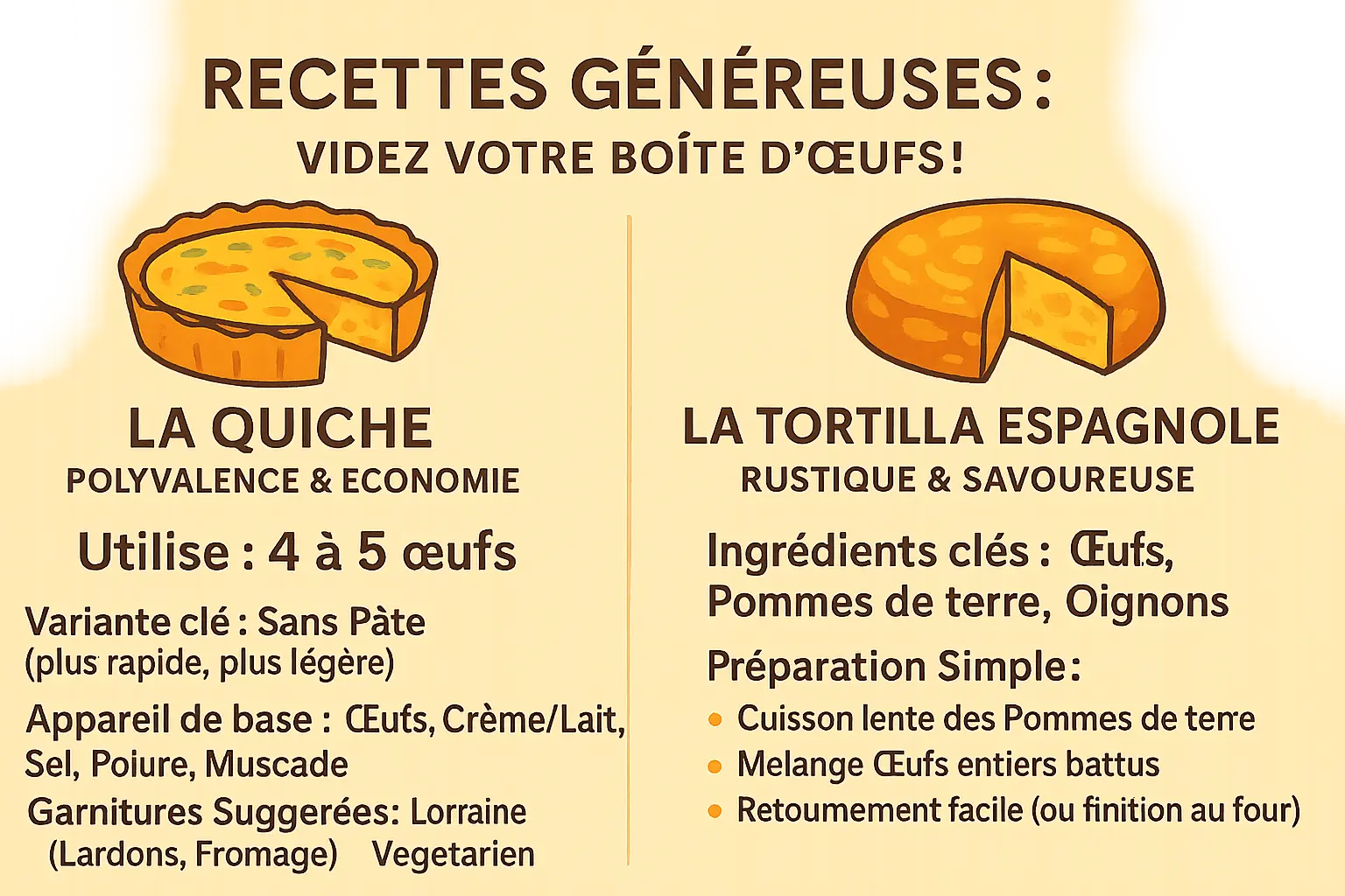 Recettes Œufs Entiers : Saveurs Région. Anti-Gaspi 5 Plat de tortilla espagnole et quiche sans pâte