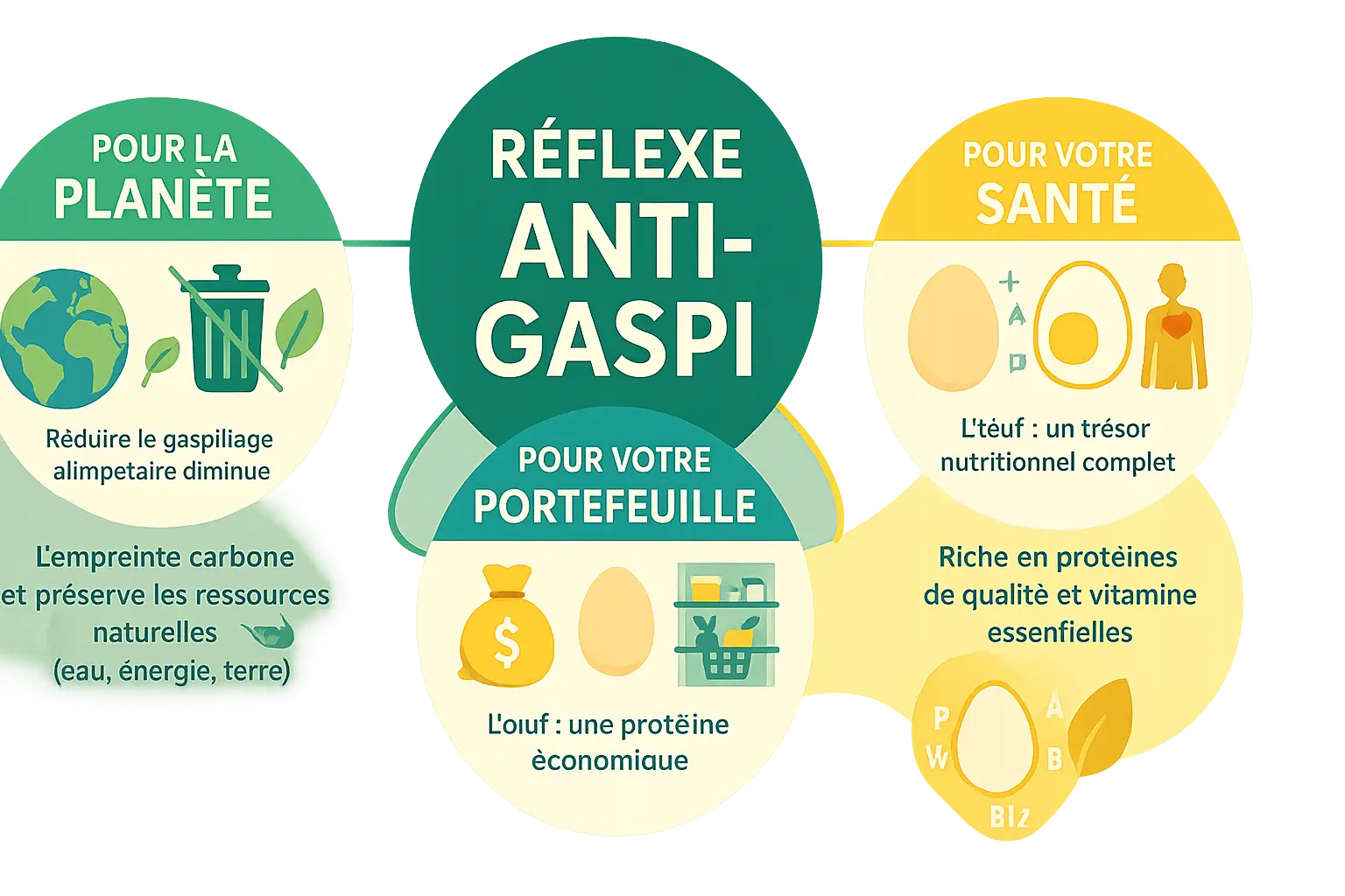 Recettes Œufs Entiers : Saveurs Région. Anti-Gaspi 9 Illustration d'œufs dans un panier en osier avec un fond champêtre