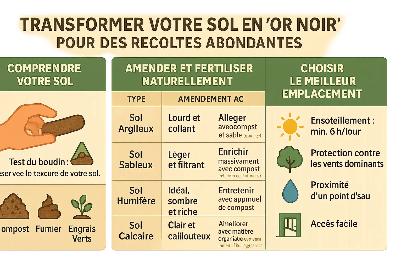 Potager biologique en pleine terre avec légumes variés