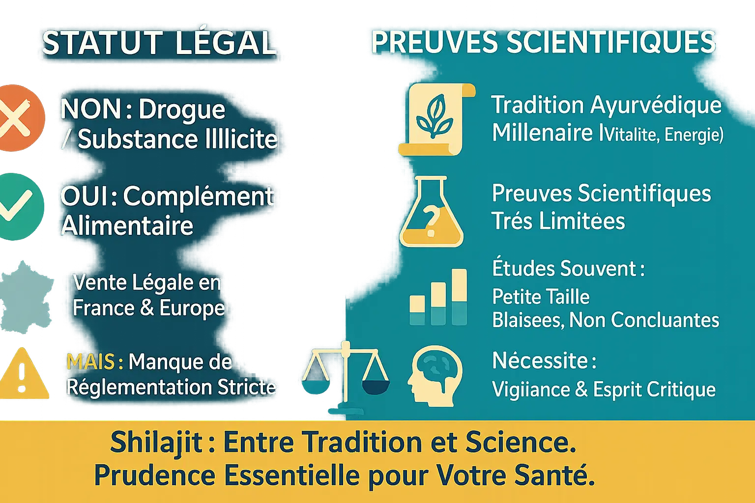 Shilajit brut et impuretés