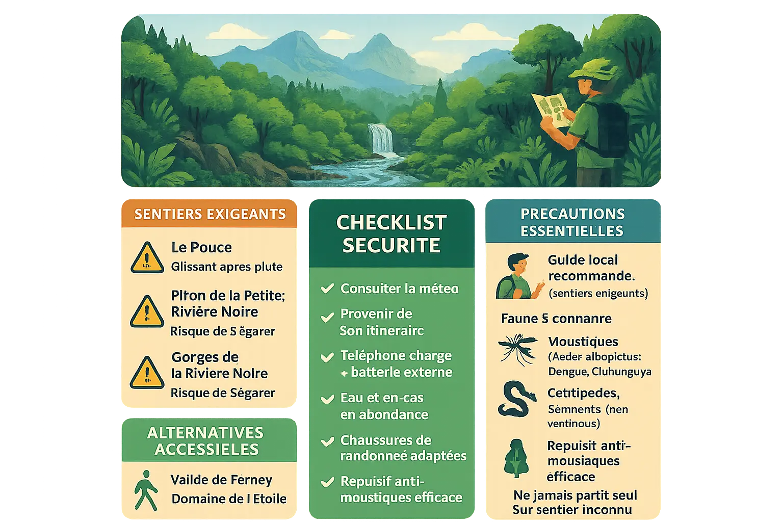Île Maurice : éviter ces zones pour un séjour serein 6 Randonneurs sur un sentier de montagne à l'île Maurice