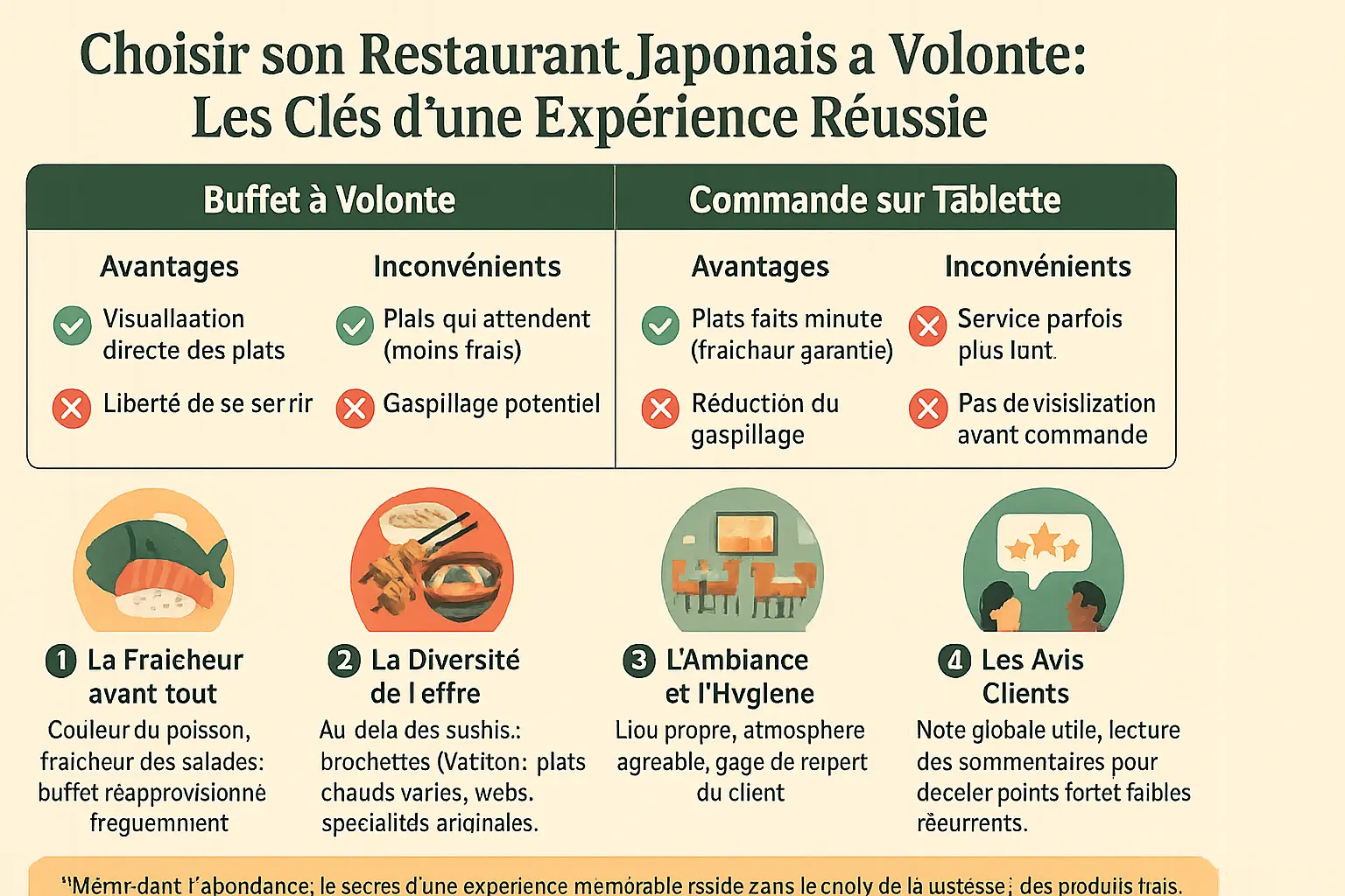 Découvrir les meilleurs japonais à volonté Bordeaux 4 Illustration de sushis et de plats asiatiques dans un restaurant moderne